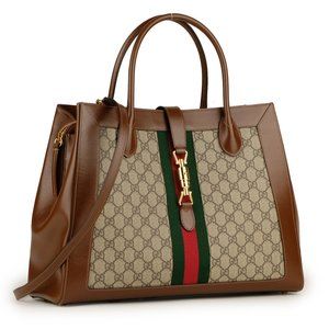 GUCCI Jackie 1961 GG Supreme Monogram Web Large Shoulder Tote Bag